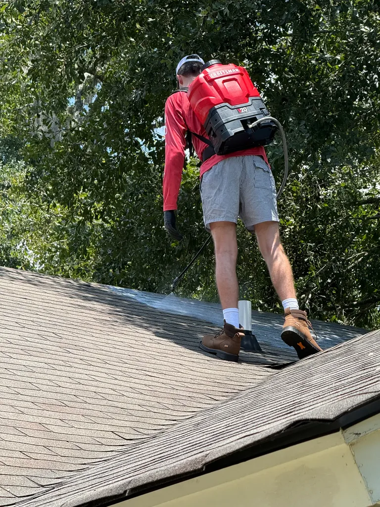 Roof Doctors of Georgia roof rejuvenation project on a 12-year-old residential roof in Savannah, GA.